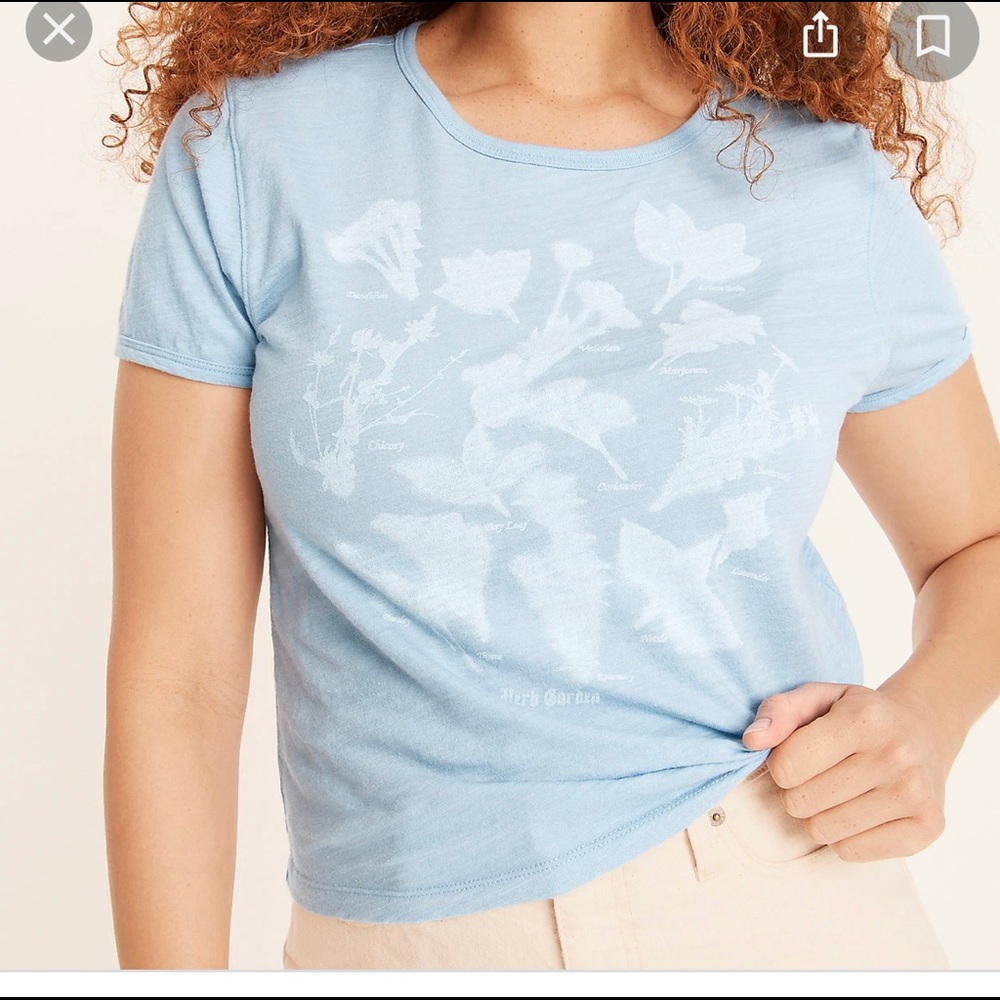 NWT blue JCrew cropped graphic tee S